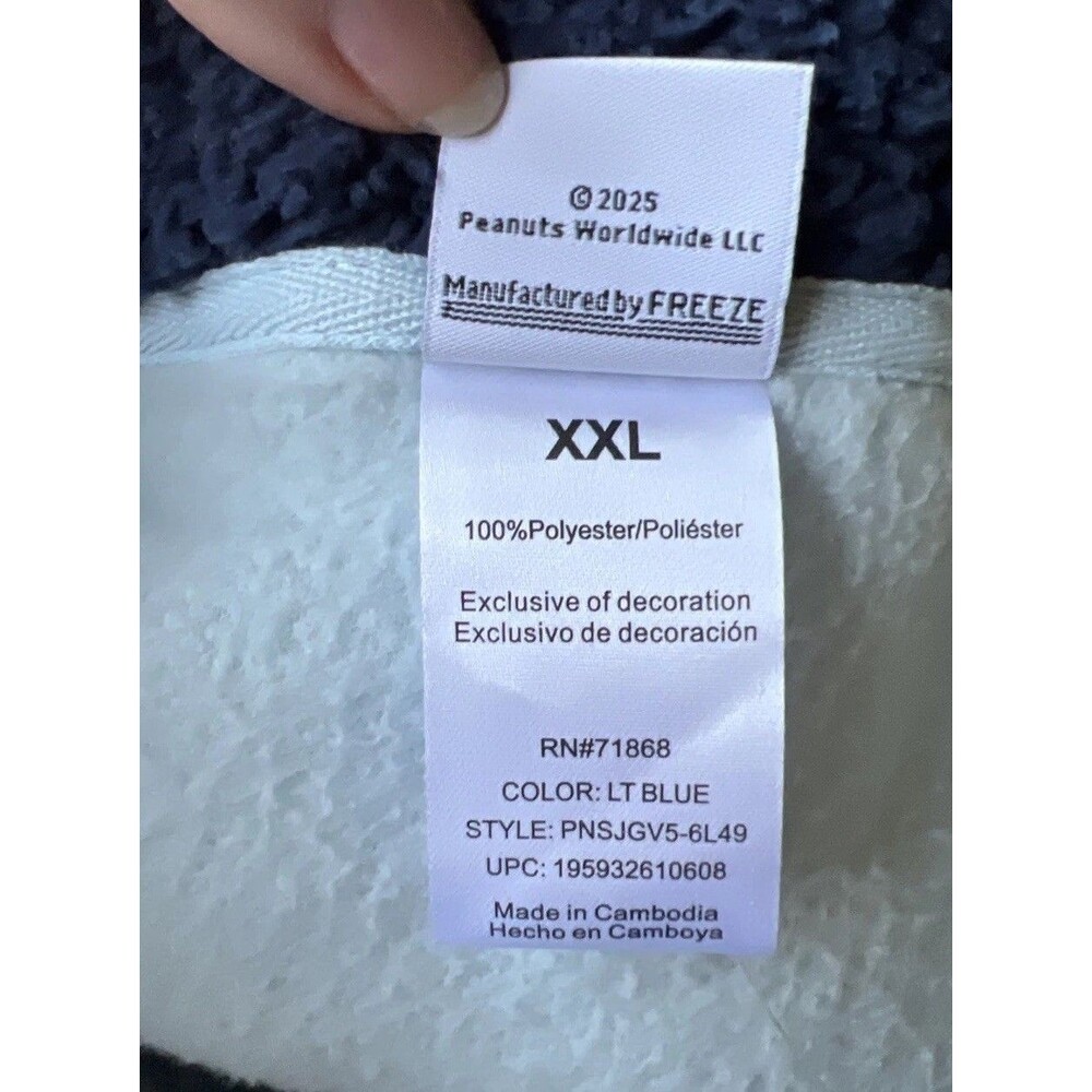 Peanuts Snoopy Women Light Blue Winter Sherpa Zip Fleece Pullover XXL NWT - Picture 12 of 16